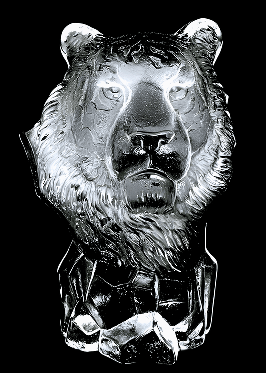 Tigerkopf-Statue aus Kristallglas – 18,5 cm