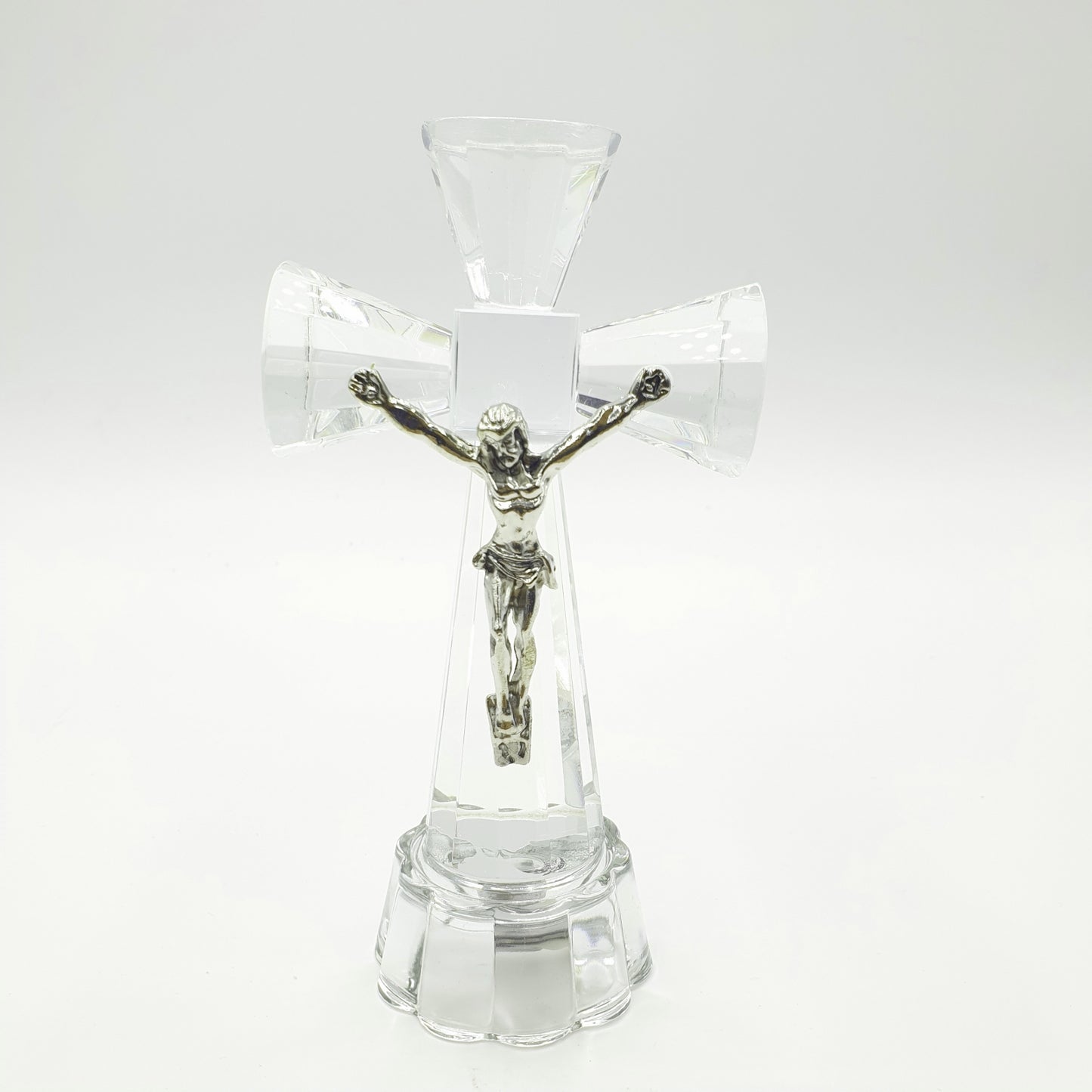 Kristallenes Kreuz und Jezus 14cm