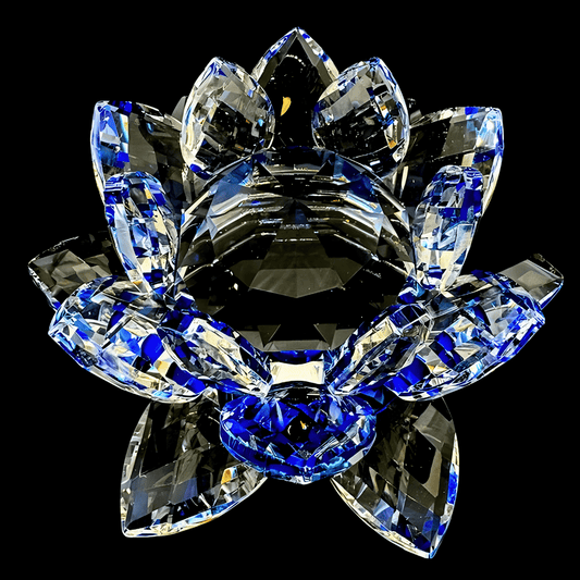 Kristall-Lotusblüte Blau 14 cm (groß)