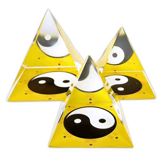 Kristallpyramide Yin Yang Gelb 6 × 6 cm