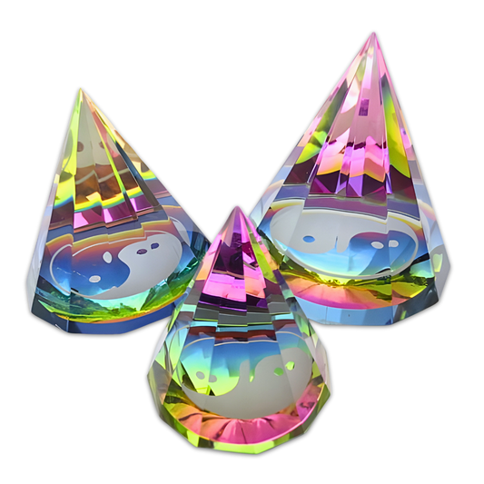 Kristallprisma Yin Yang, farbig 6 × 6 cm