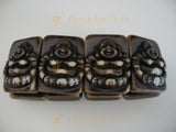 Armband mit lachenden Buddhas in braun II