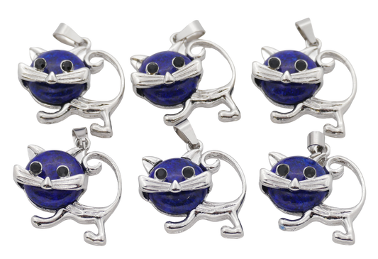 Lapis Lazuli Katzen-Anhänger aus Edelstein (Set mit 6 Stück)