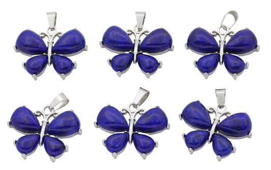 Lapis Lazuli Schmetterling-Anhänger aus Edelstein (Set mit 6 Stück)
