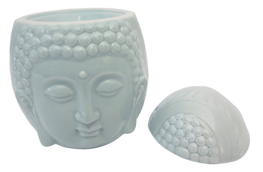 Keramik-Duftölbrenner Buddha-Kopf Hellblau (Luxus)s