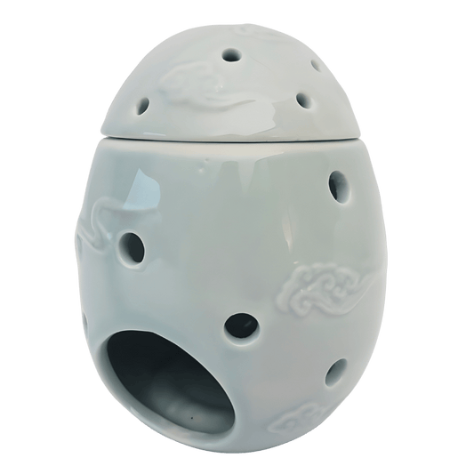 Keramik-Duftölbrenner Buddha-Kopf Hellblau (Luxus)s