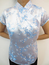 licht blau mit blumen Damen Tops