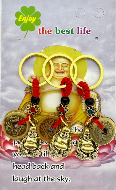 Glücksmünzen-Buddha-Schlüsselanhänger (Gold)