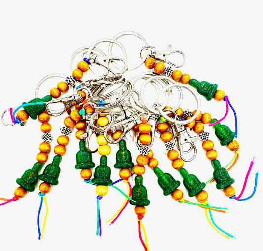 Lucky Meditation Boeddha Sleutelhangers – Grün 12 Stück