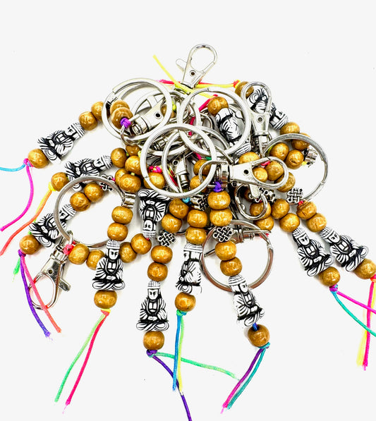 Lucky Meditation Boeddha Sleutelhangers – Schwarz 12 Stück