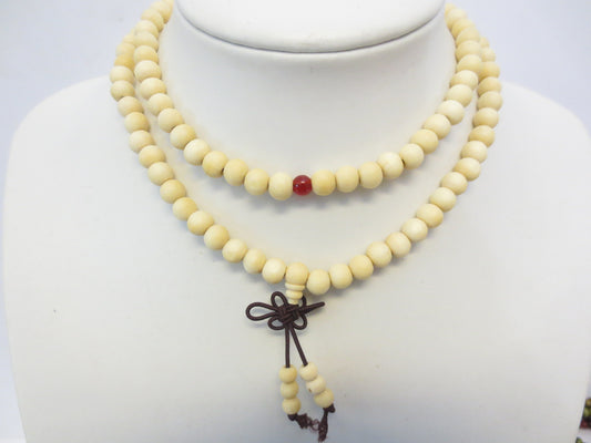 Mala Gebetskette creme Sandalholz 8mm