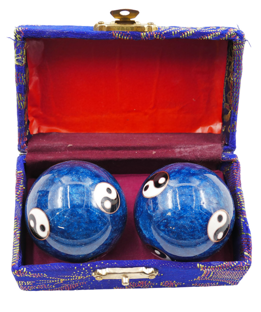Meridiankugeln Blau mit 6 Yin Yang - 4cm