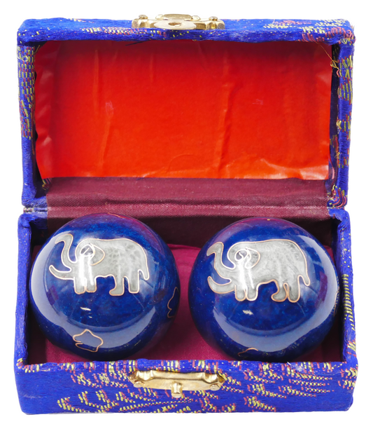 Meridiankugeln blau mit Elefant - 4 cm