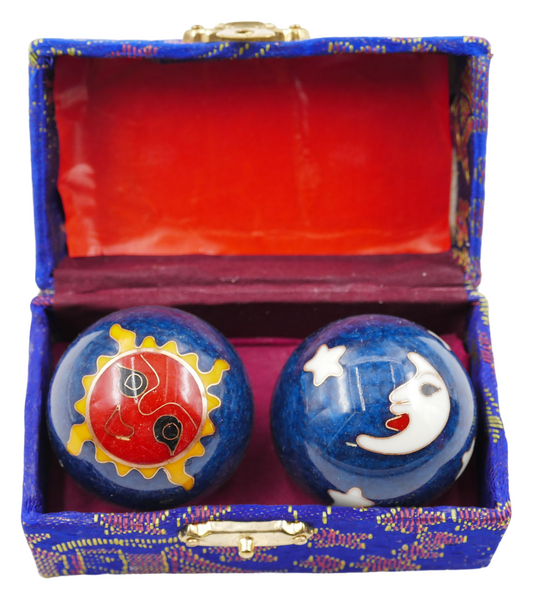 Meridiankugeln blau mit Sonne &amp; Mond – 3.5cm