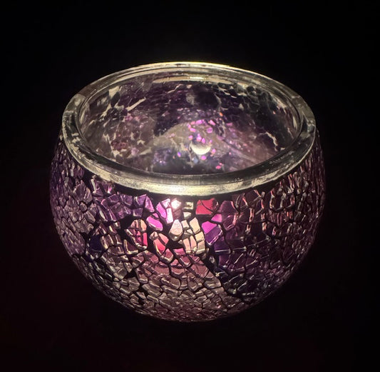 Teelichthalter aus Mosaikglas – Lila