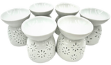 Duftölbrenner-Set – Weiß mit Blumenmotiv (6 Stück)