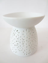 Keramik-Ölbrenner mit Blumenmuster weiß