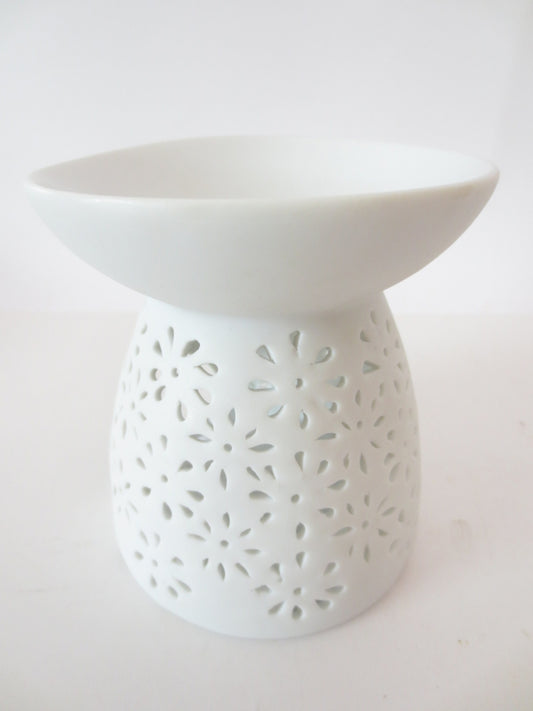 Keramik-Ölbrenner mit Blumenmuster weiß