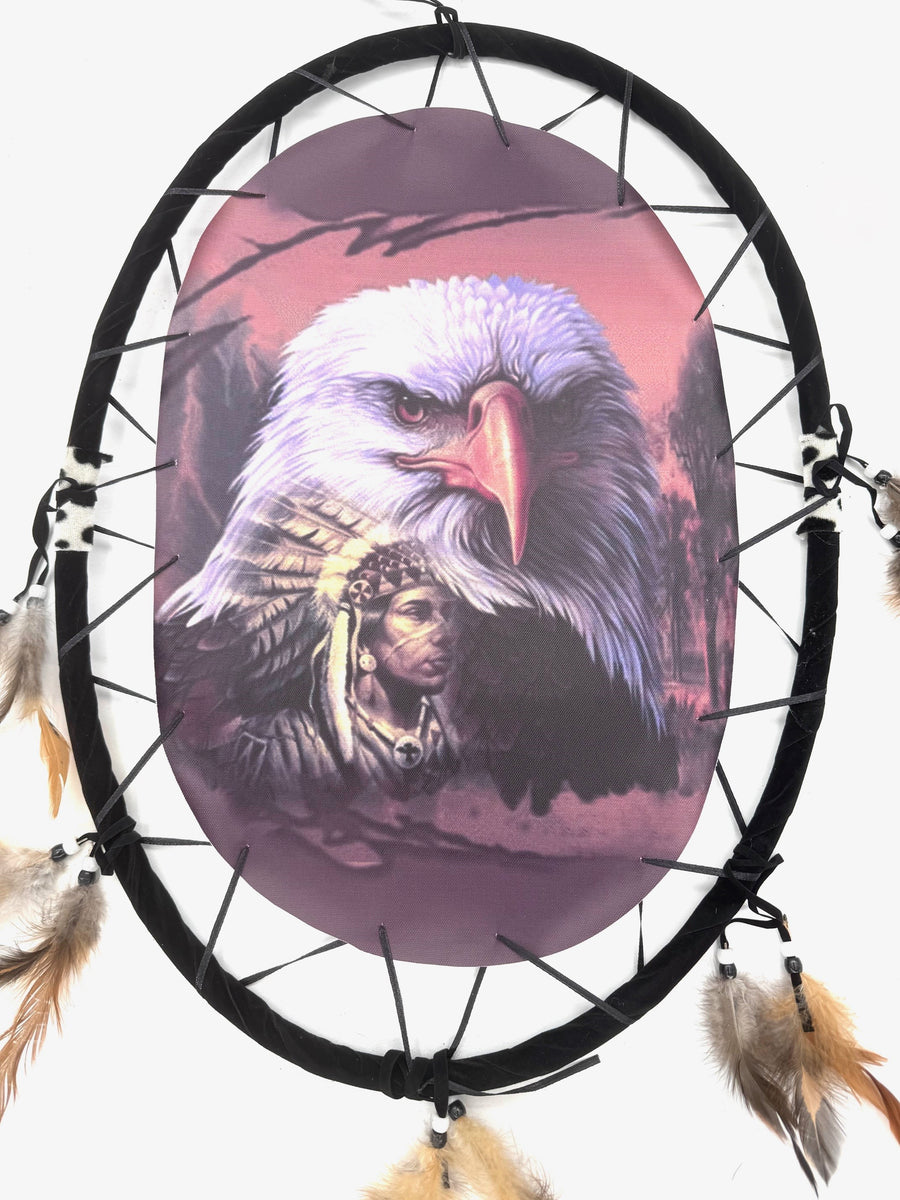 Ovaler Traumfänger Indianer mit Adler (I)