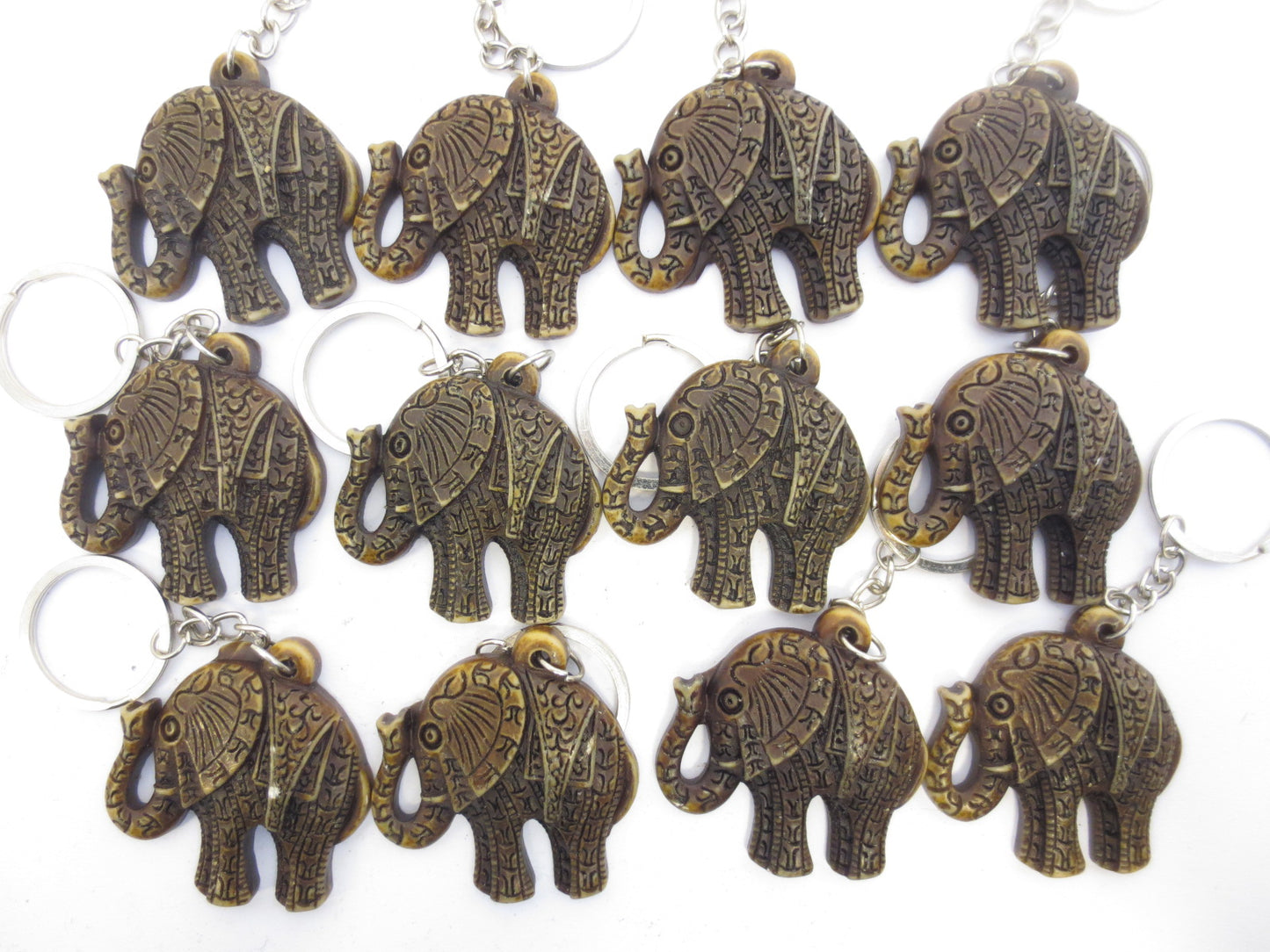Polystone Olifant Sleutelhanger Set von 12 braun