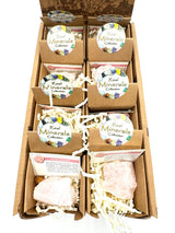 Natürliche Rosenquarz Kristallcluster Set (16 Stück)