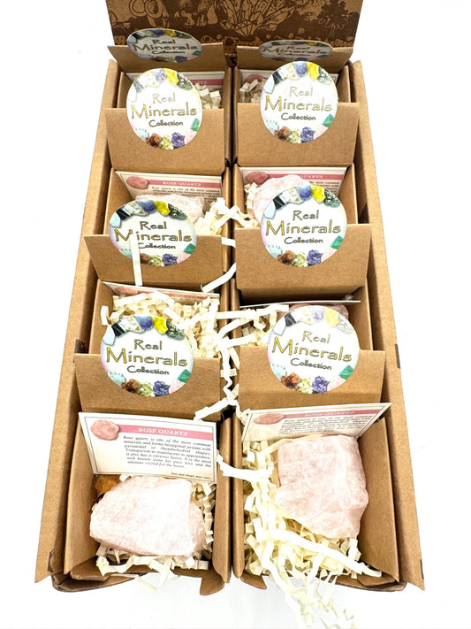Natürliche Rosenquarz Kristallcluster Set (16 Stück)