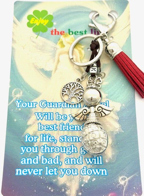 Rot "LUCK" Angel Schlüsselanhänger mit Quaste