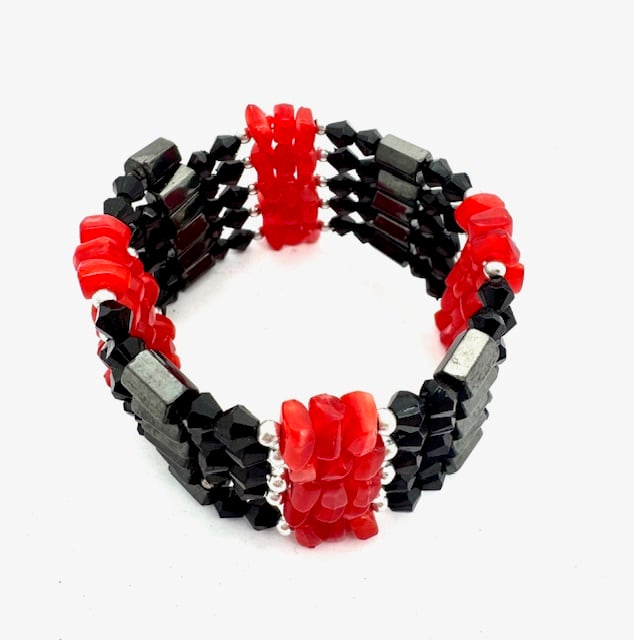 Rotl Magnetisches Wickelarmband mit Schwarz Perlen
