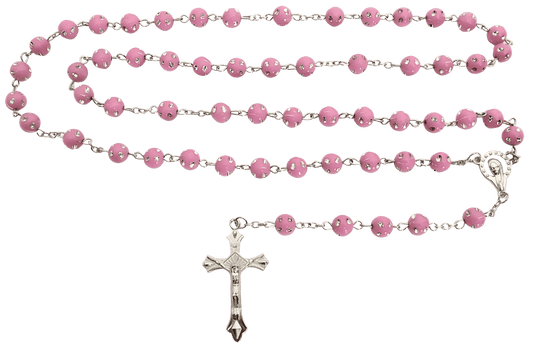 Rosenkranz rosa rund mit diamanten