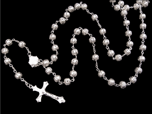 Rosenkranz silbern rund klein