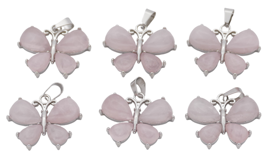 Rozenkwarts Vlinder Edelsteen Kleiderbügel (Set von 6 Stück)