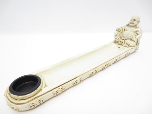 Rucherstäbchenbrettchen Buddha sitzend weiß