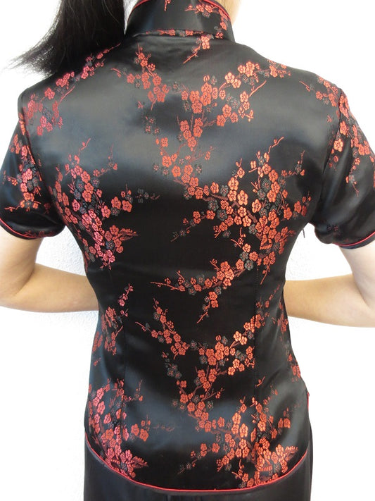 Shanghai bluse blute schwarz/rot