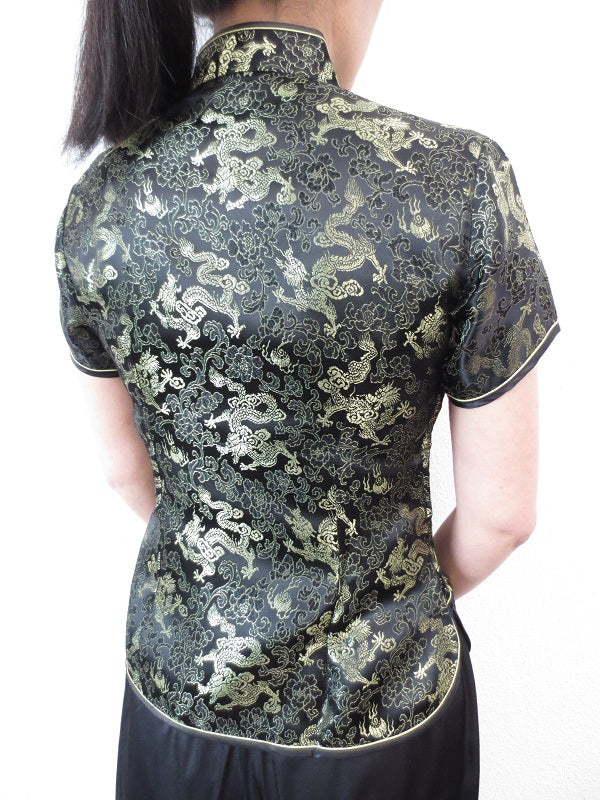 Shanghai bluse drache schwarz/gold - 34