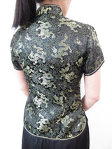 Shanghai bluse drache schwarz/gold - 34