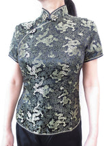 Shanghai bluse drache schwarz/gold - 34