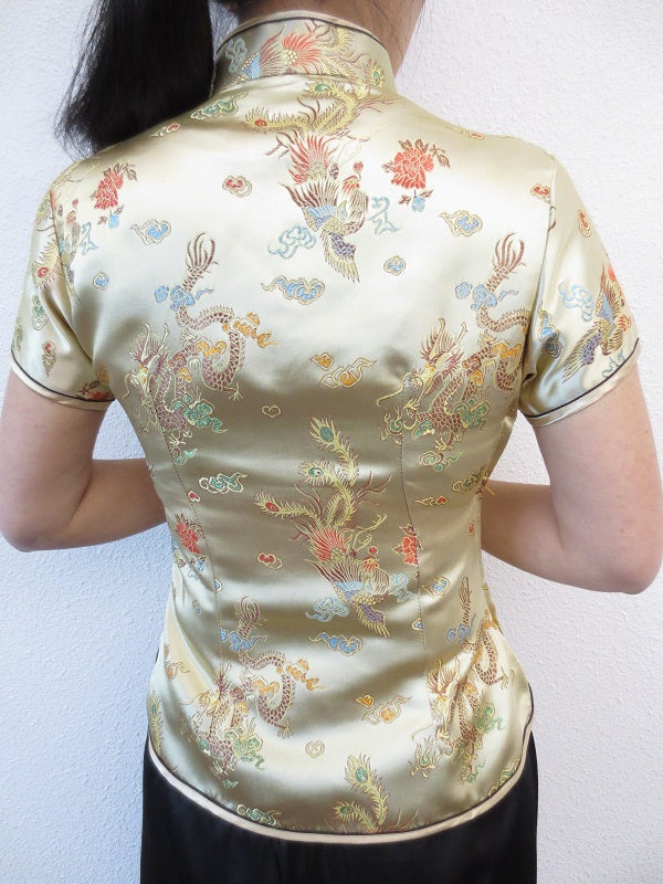 Shanghai bluse drache/phoenix gold