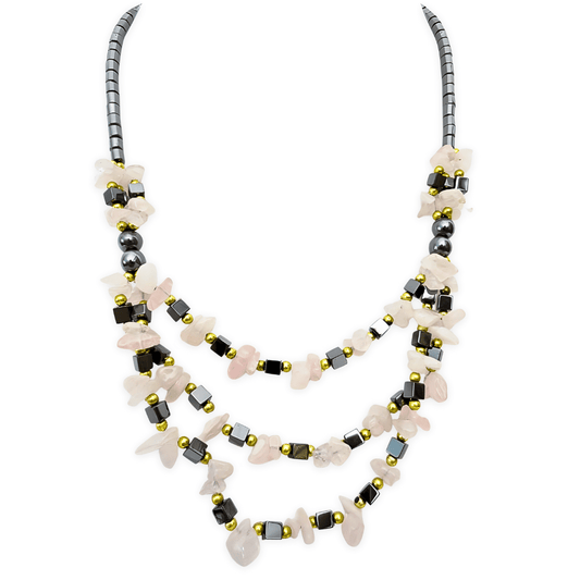 Stein- und Hmatit-Kette Rosenquarz