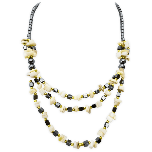 Stein- und Hmatit-Kette Wei/Beige