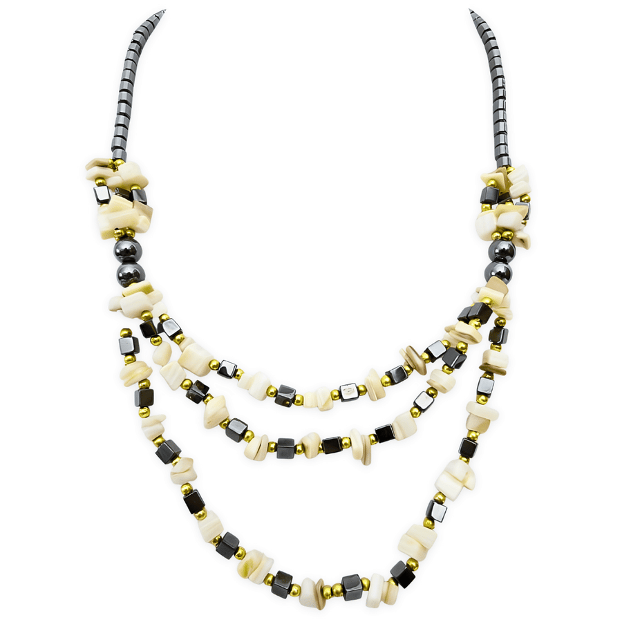Stein- und Hmatit-Kette Wei/Beige