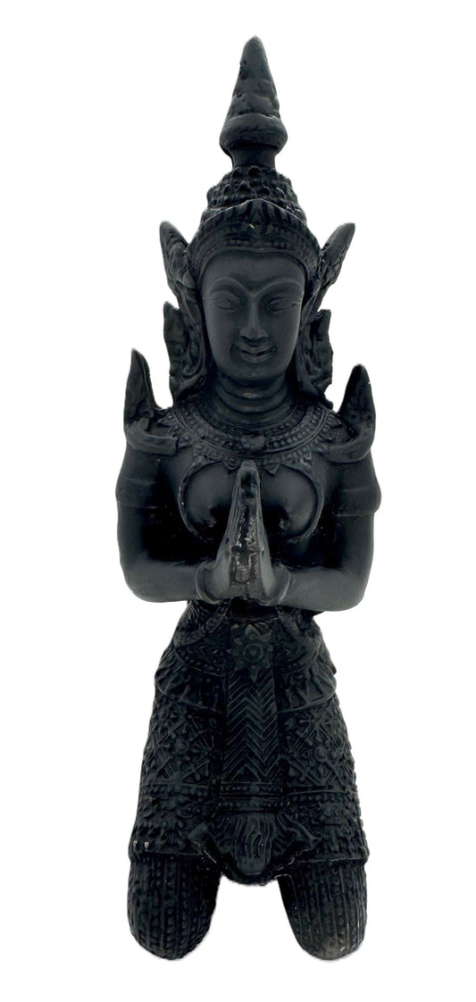 Tibetische Buddhastatue beim Beten (Schwarz)