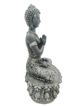 Tibetische Buddha-Statue – Schwarz und Silber