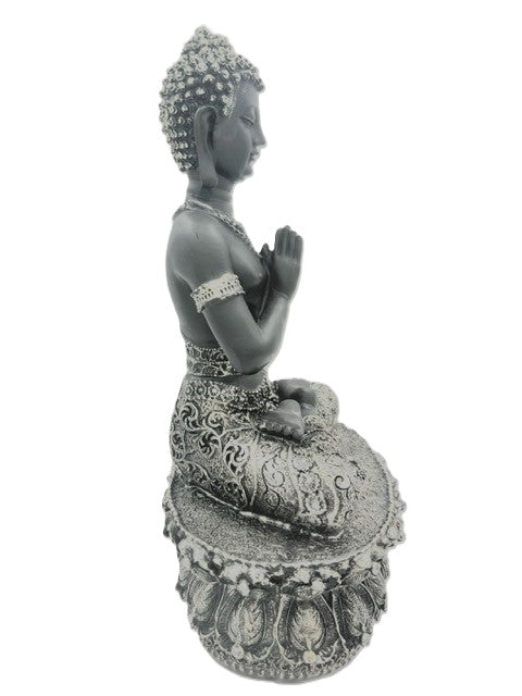 Tibetische Buddha-Statue – Schwarz und Silber