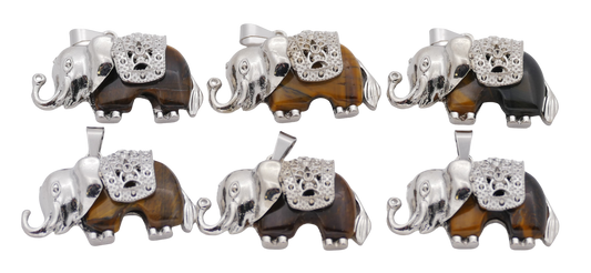 Tijgeroog Olifant Edelsteen Kleiderbügel (Set von 6 Stück)