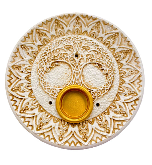 Weißer Baum des Lebens-Räucherhalter für Stäbchen &amp; Kegel