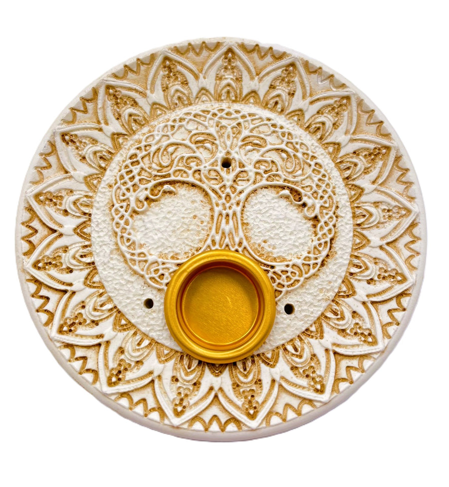 Weißer Baum des Lebens-Räucherhalter für Stäbchen &amp; Kegel