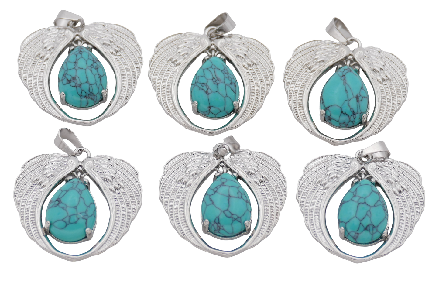 Turkoois Hanger mit Engelsflügeln (Set aus 6 Stück)