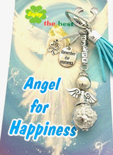 Türkis "HAPPY" Angel Schlüsselanhänger mit Quaste