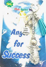 Türkis "SUCCESS" Angel Schlüsselanhänger mit Quaste
