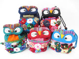 Bunte Handgemachte Eulen-Stofftasche mit Kordelzug Set (12 stück)